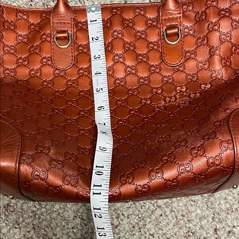 Gucci red GG logo with gold horsebit and gold bamboo heart charms Leather Tote - Picture 14 of 15